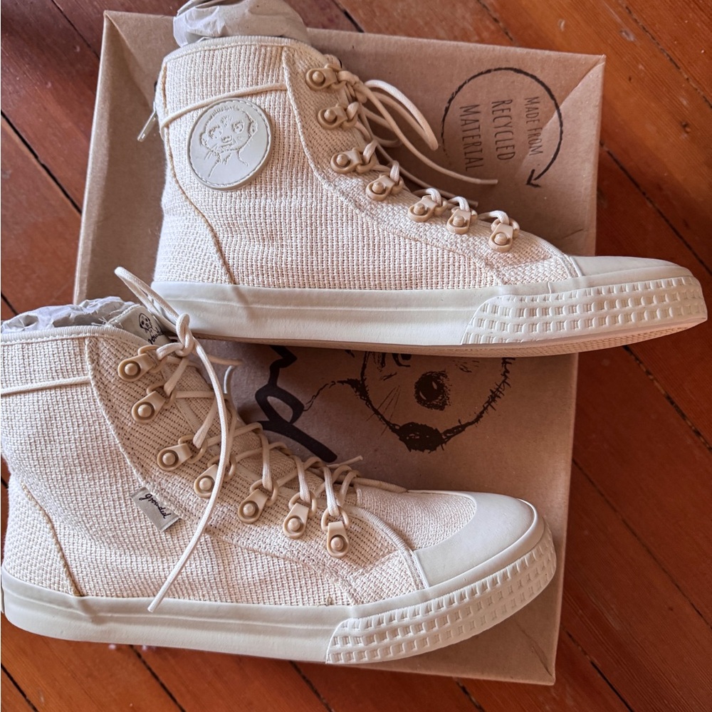 Grounded People High-Top Canvas Sneakers Ivory vegan
